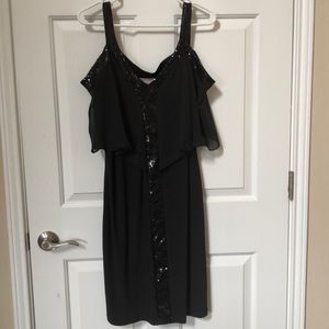 Size 14 cold shoulder black mid length dress